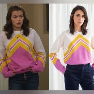 Paris Atelier & Other Stories Orange, Pink, and Yellow Crew Neck Sweater Medium